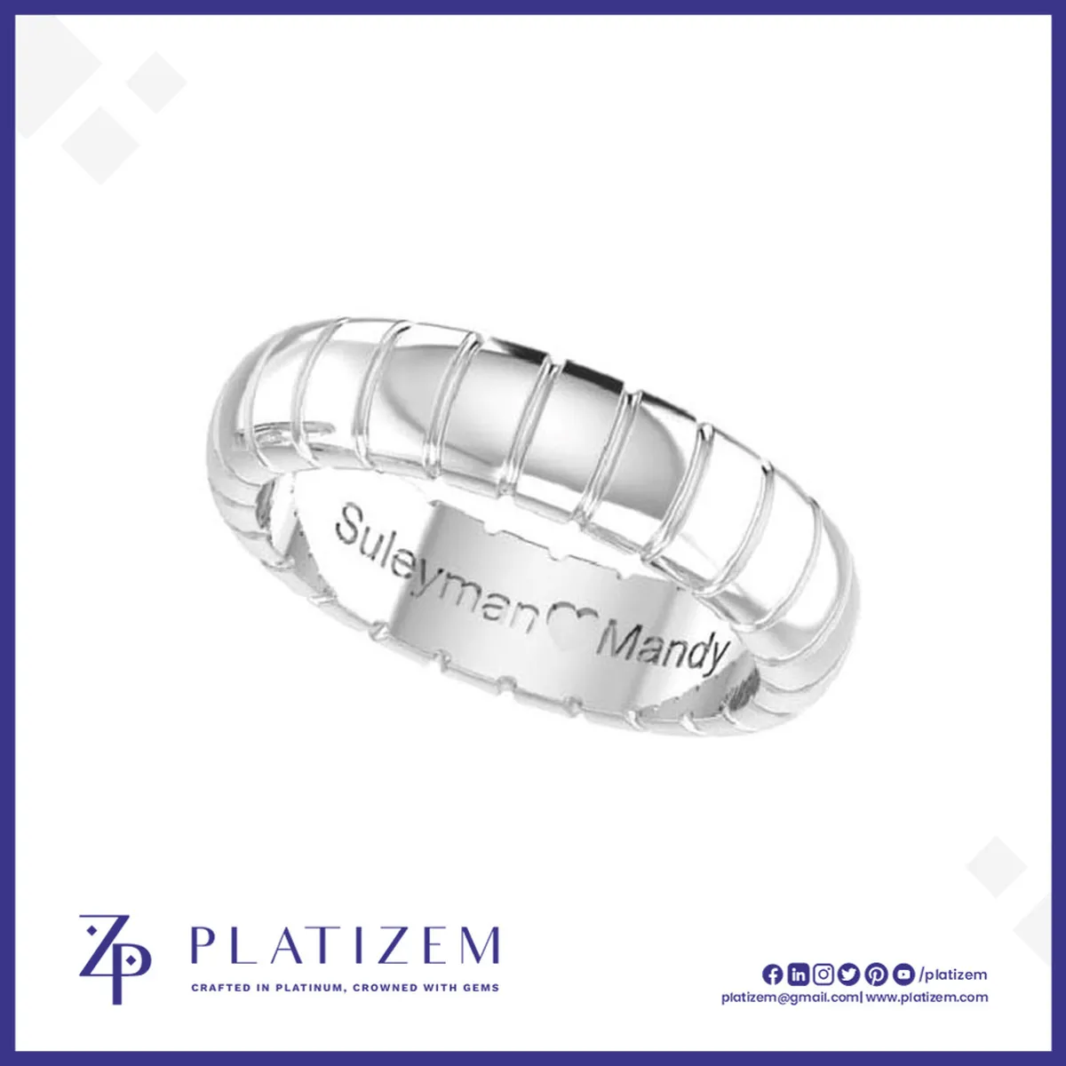 Segmented Dome Band Ring with Custom Engraving