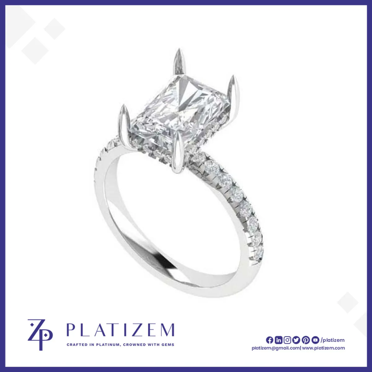 3 Carat Radiant Cut Diamond Hidden Halo Engagement Ring for Women