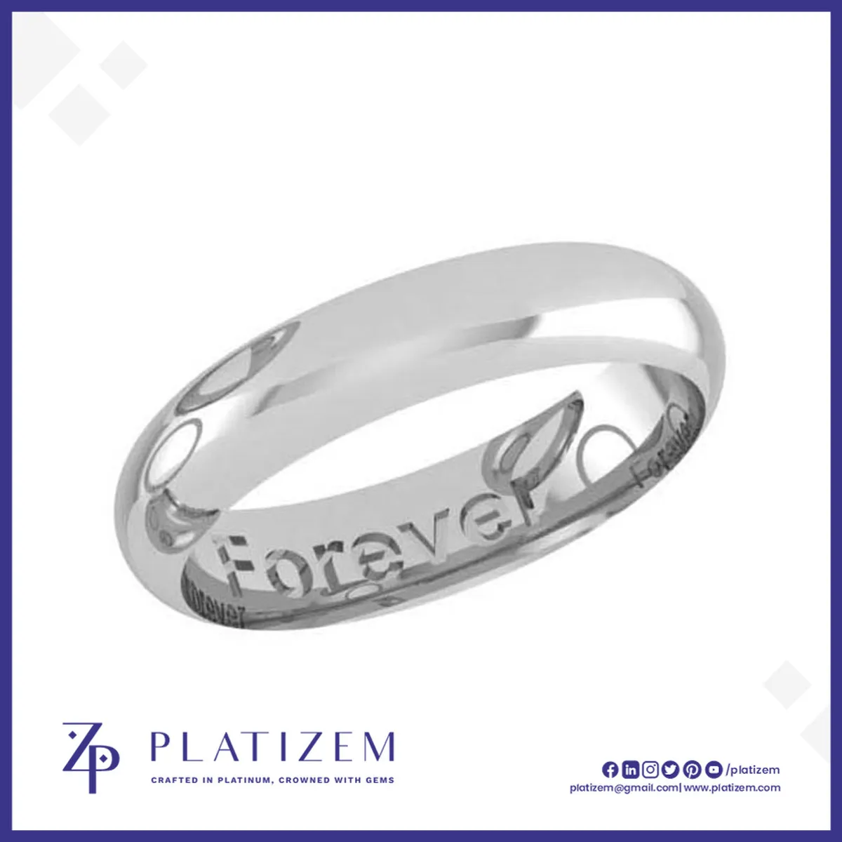 Classic Domed Wedding Band with Forever Engraving for Women