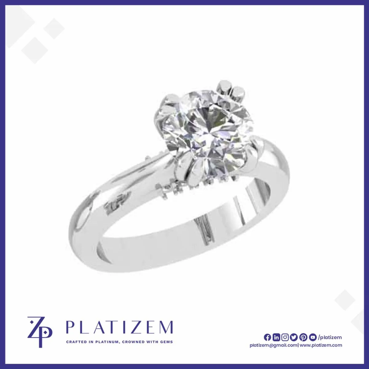 Round Solitaire Diamond Ring with Hidden Halo for Women
