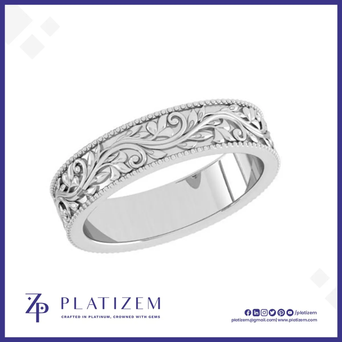 Vintage Filigree Vine Wedding Band for Women