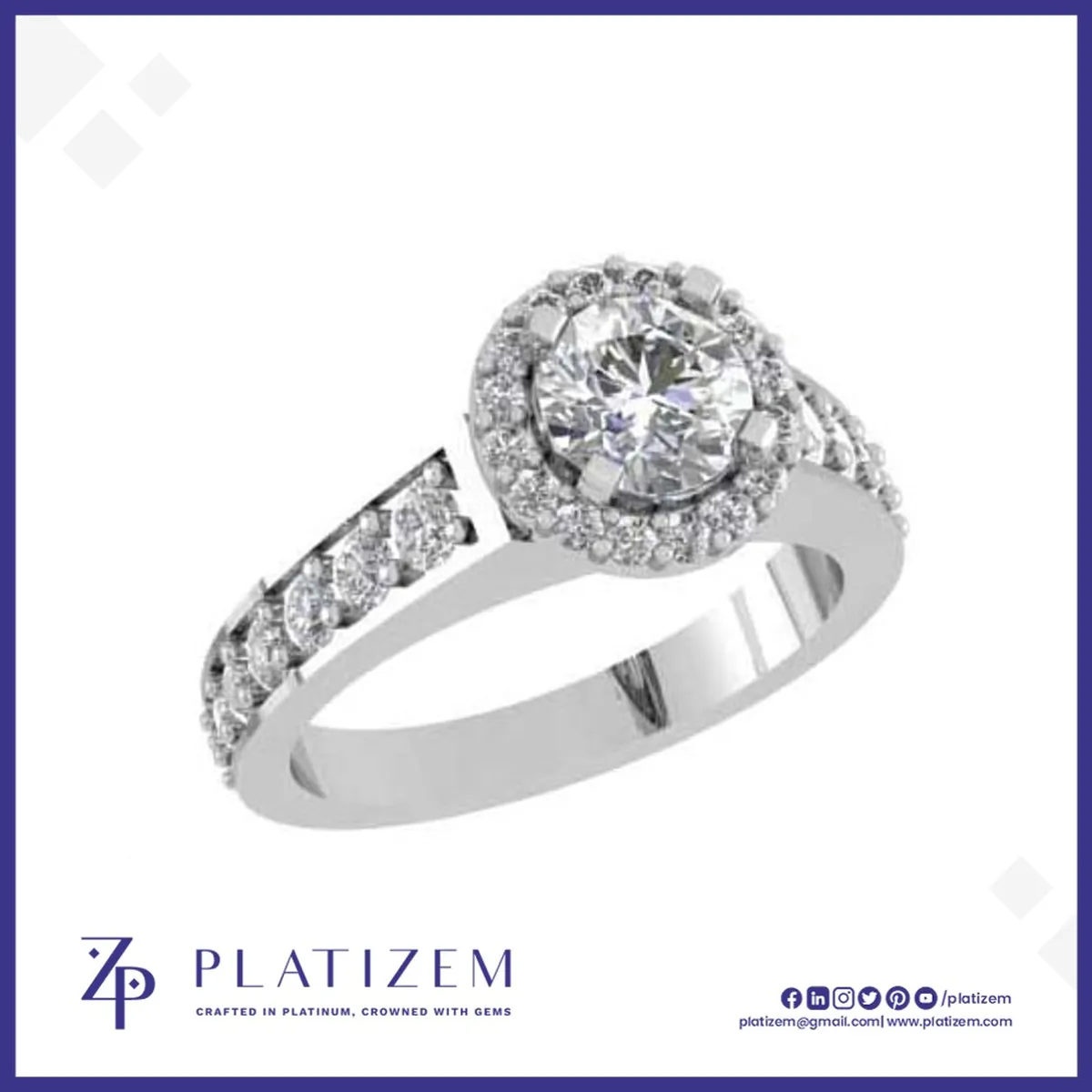 1 Carat Lab Grown Diamond Halo Engagement Ring for Women