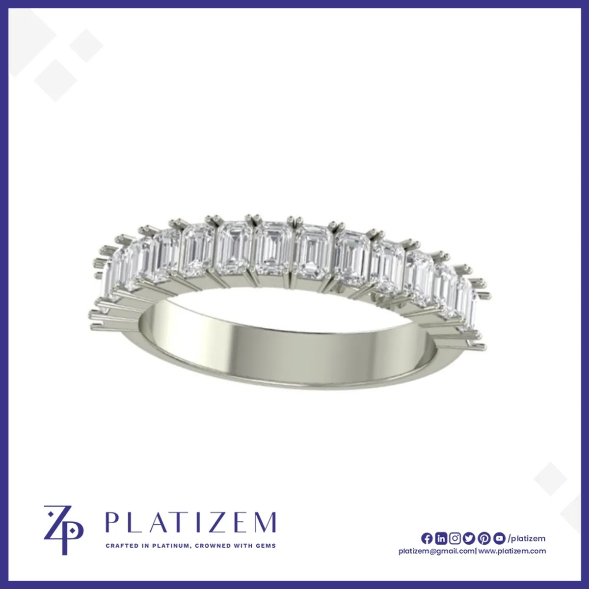 Emerald Cut Diamond Eternity Band with Individually Pronged Stones