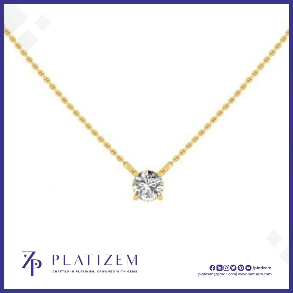 Round Diamond Solitaire Pendant Necklace for Women