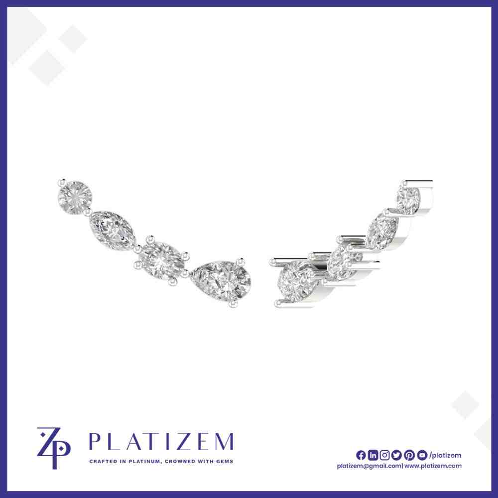 Multi Shape Diamond Ear Climber Earrings for Women
