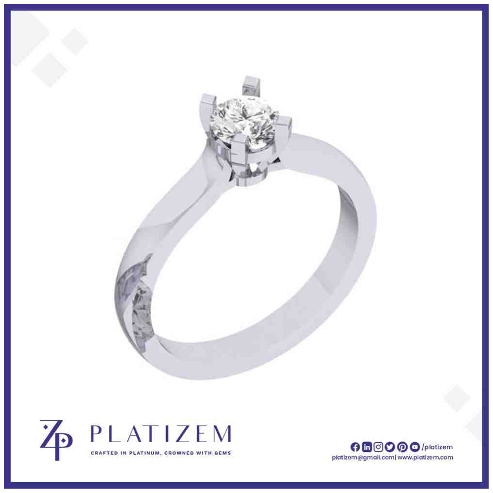 Platinum Round Diamond Solitaire Ring with Channel Set Accents