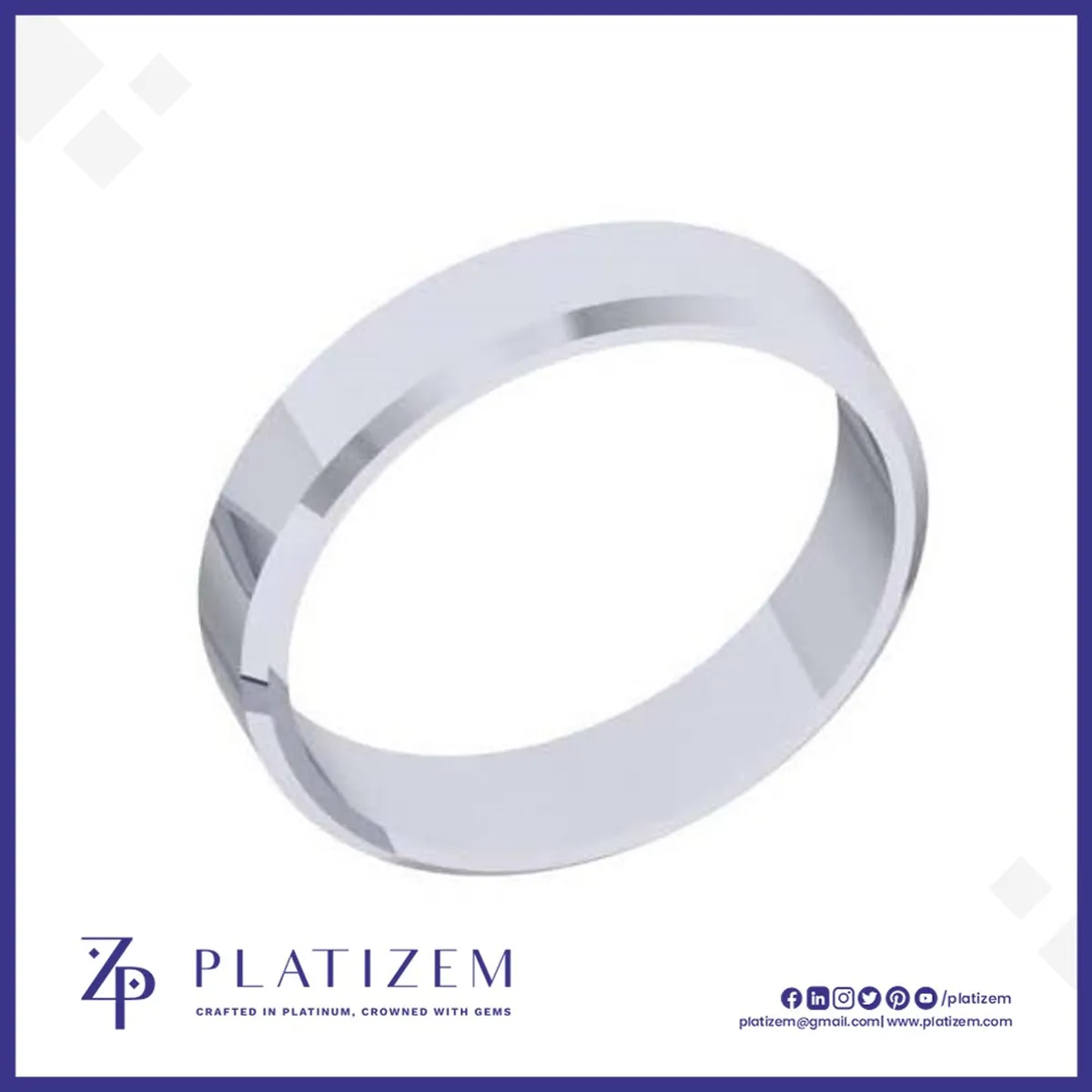 Flat Wedding Band with Beveled Edges and a Polished Center Finish
