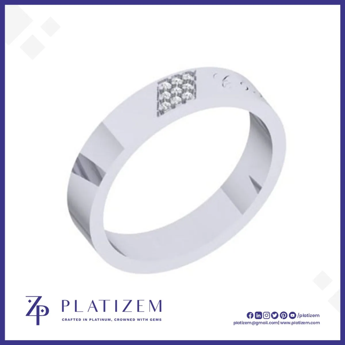 Round Diamond Cluster Band Featuring an Engraved Script Accent