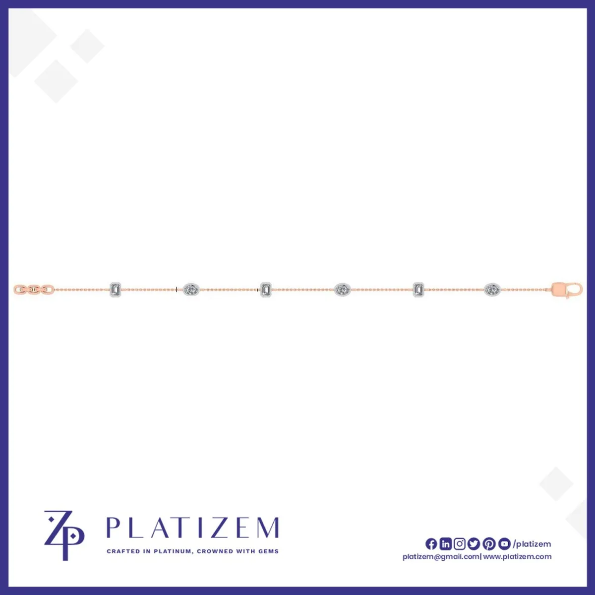 Emerald and Oval Diamond Station Bracelet
