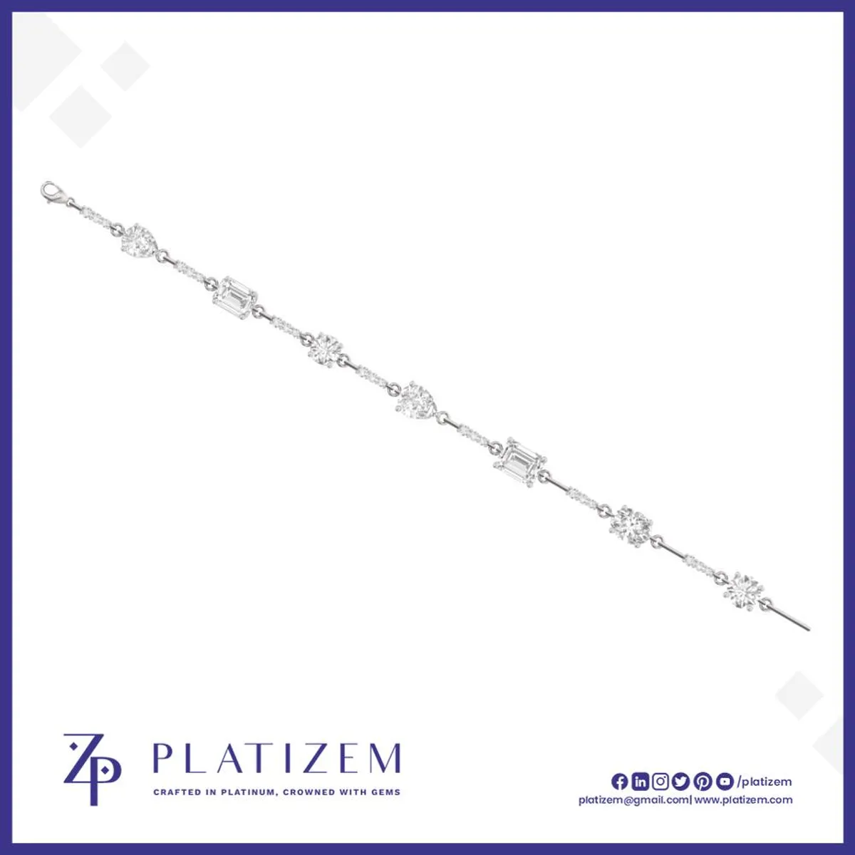 Mixed Shape Diamond Station Bracelet Design