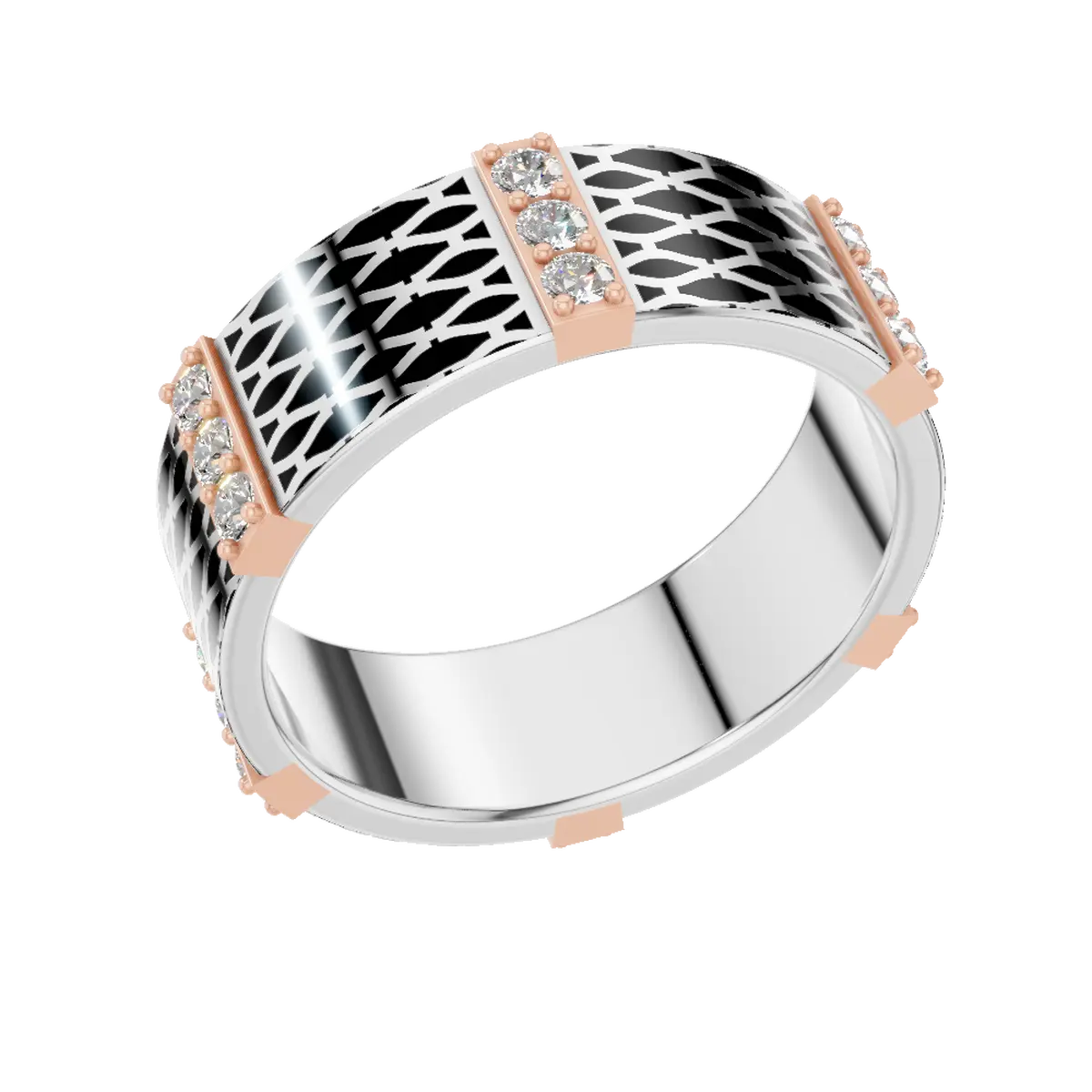 Mens Mesh Pattern Wedding Band