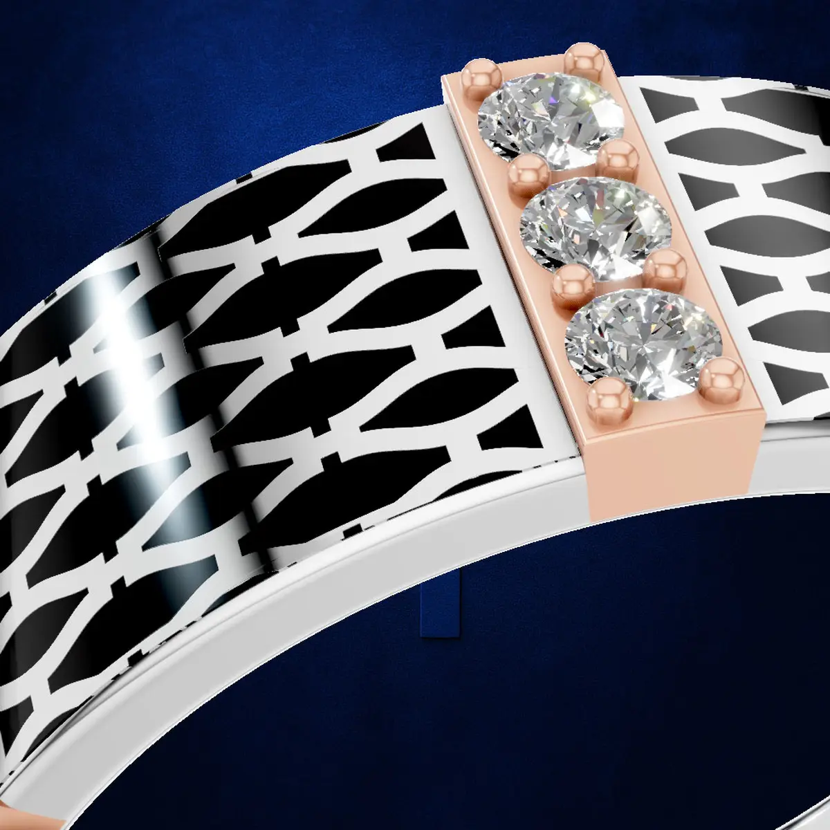 Mens Mesh Pattern Wedding Band