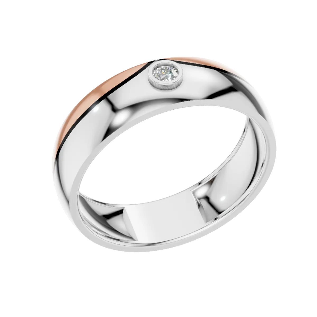 Platinum & 18K Gold Men’s Ring with VVS-VS EF Lab Grown Diamond and Black Ceramic Enamel | Dual Tone Platinum Gold Band | Modern Designer Wedding Ring for Men