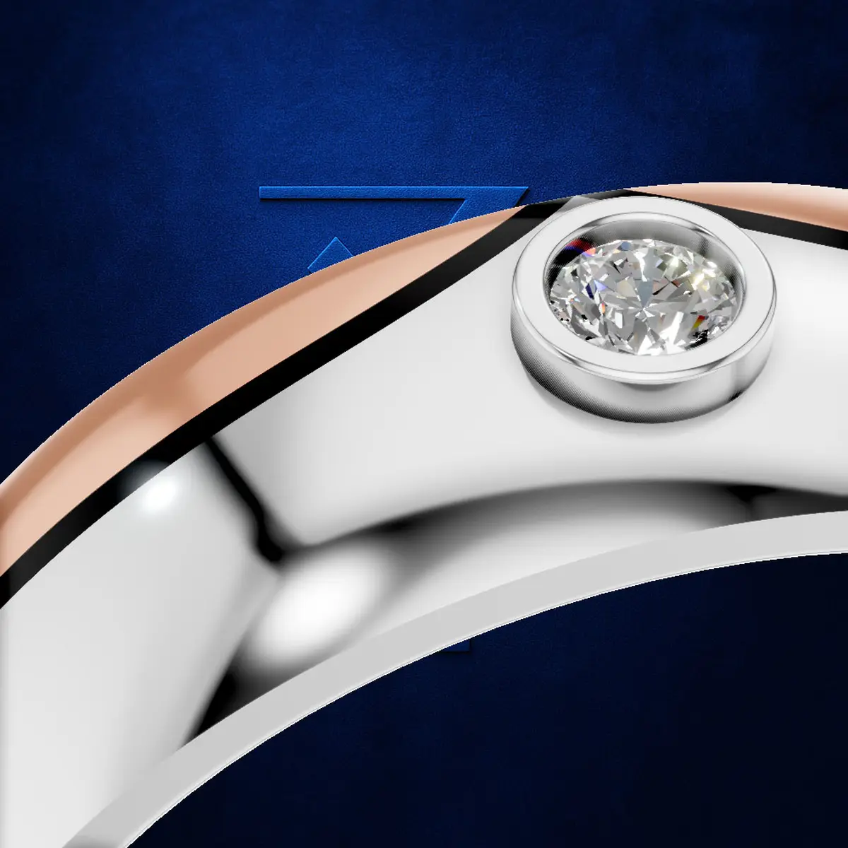 Platinum & 18K Gold Men’s Ring with VVS-VS EF Lab Grown Diamond and Black Ceramic Enamel | Dual Tone Platinum Gold Band | Modern Designer Wedding Ring for Men