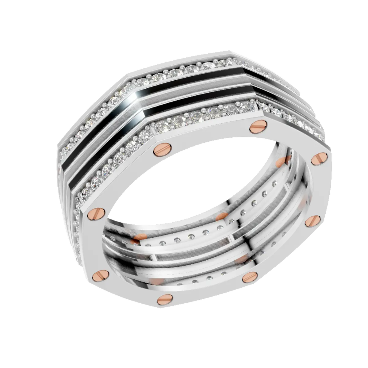 Mens Elegant Mesh Designer Ring Diamond Band