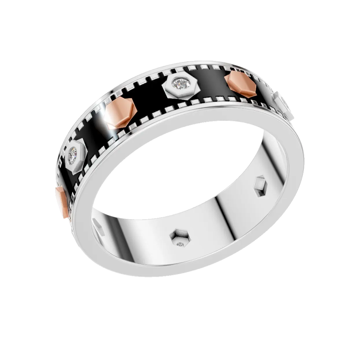 Mens  Designer Band Elegant Mesh Designer Ring