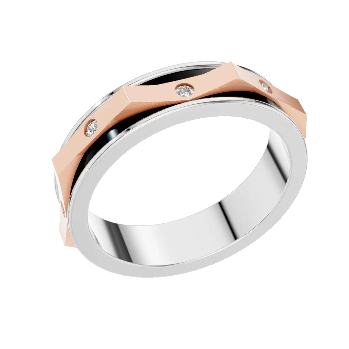 Mens Diamond Ring Bold Pattern Statement Band