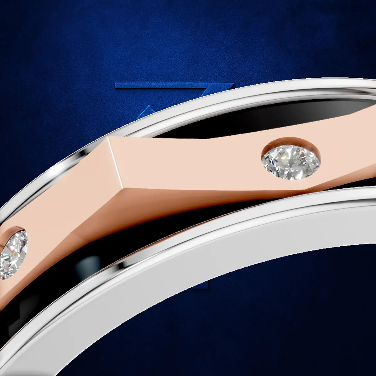 Mens Diamond Ring Bold Pattern Statement Band