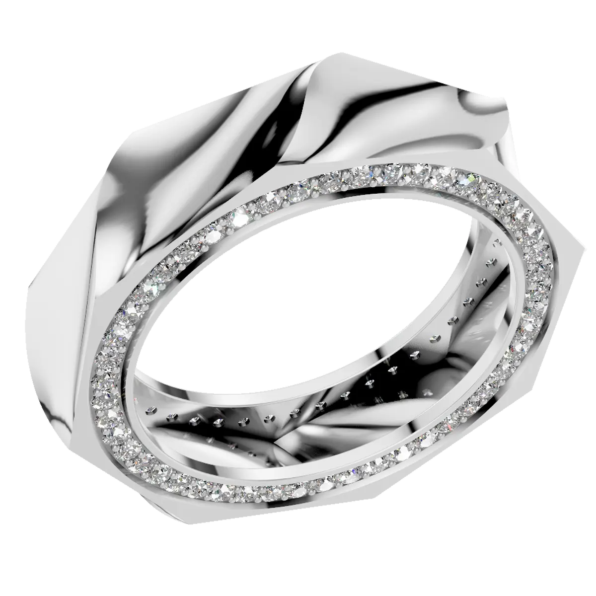 Infinito Platinum And Diamond Unisex Band