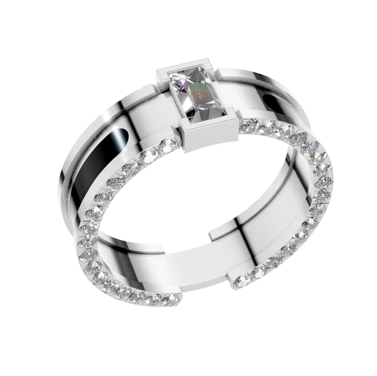 Baguette Center Band Ring for Men & Women. Modern Luxury Jewelry