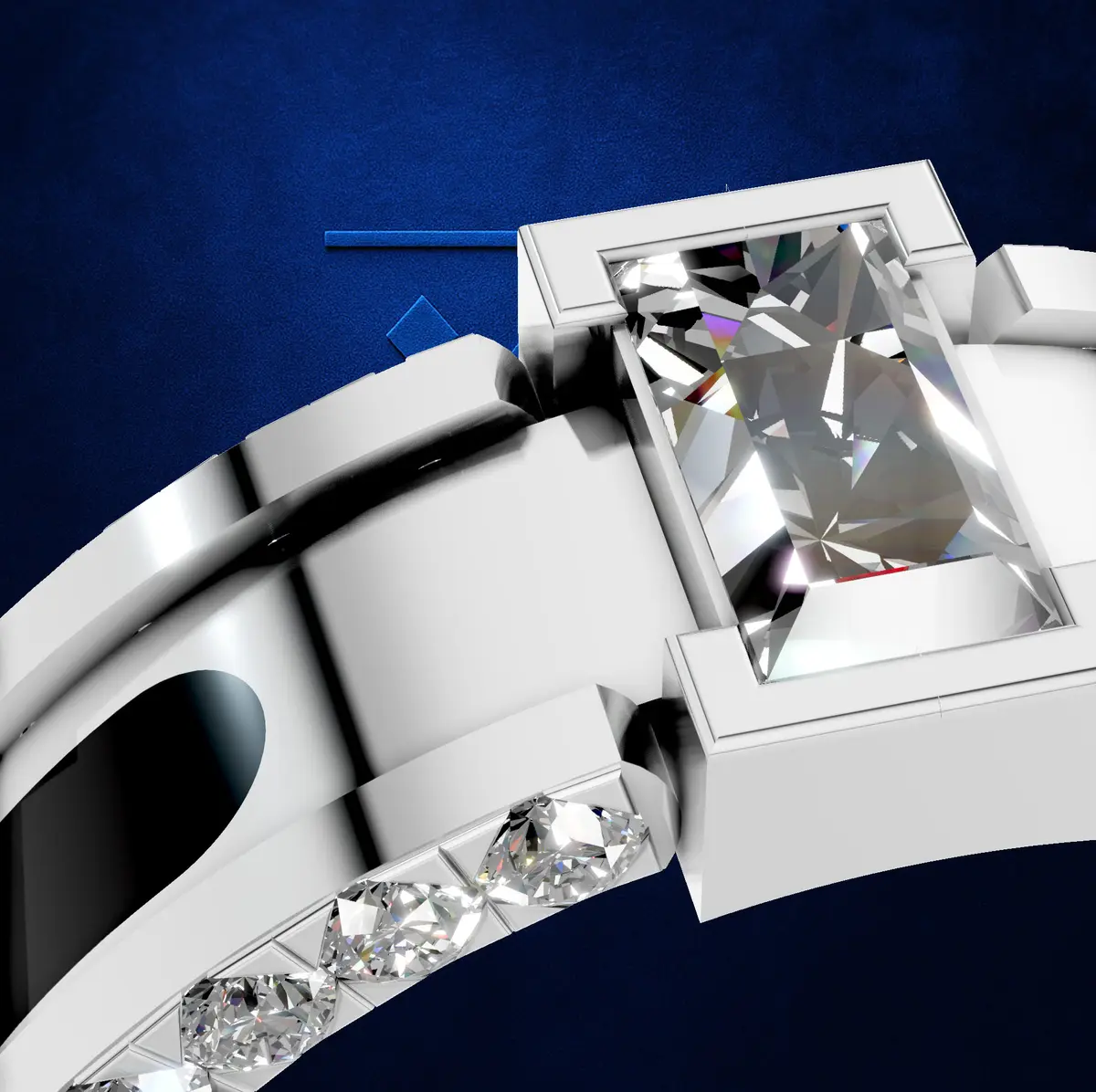 Baguette Center Band Ring for Men & Women. Modern Luxury Jewelry