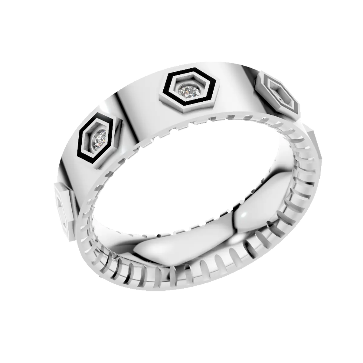 Designer Black Texture Mens Ring