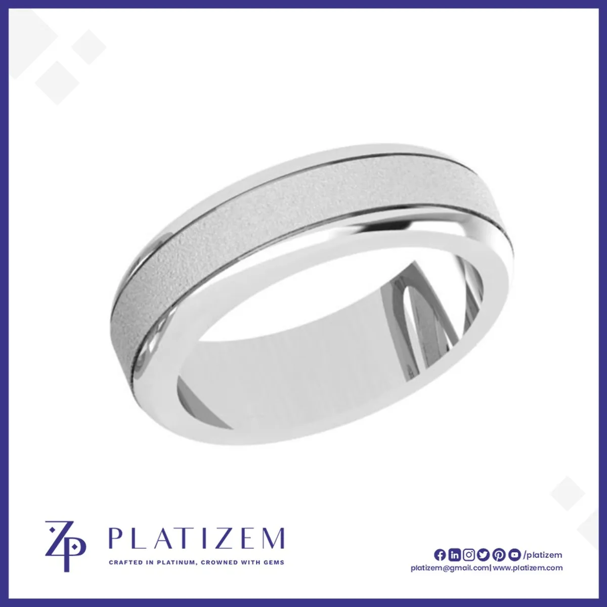 Brushed Finish Wedding Band with a Polished Groove Down the Center