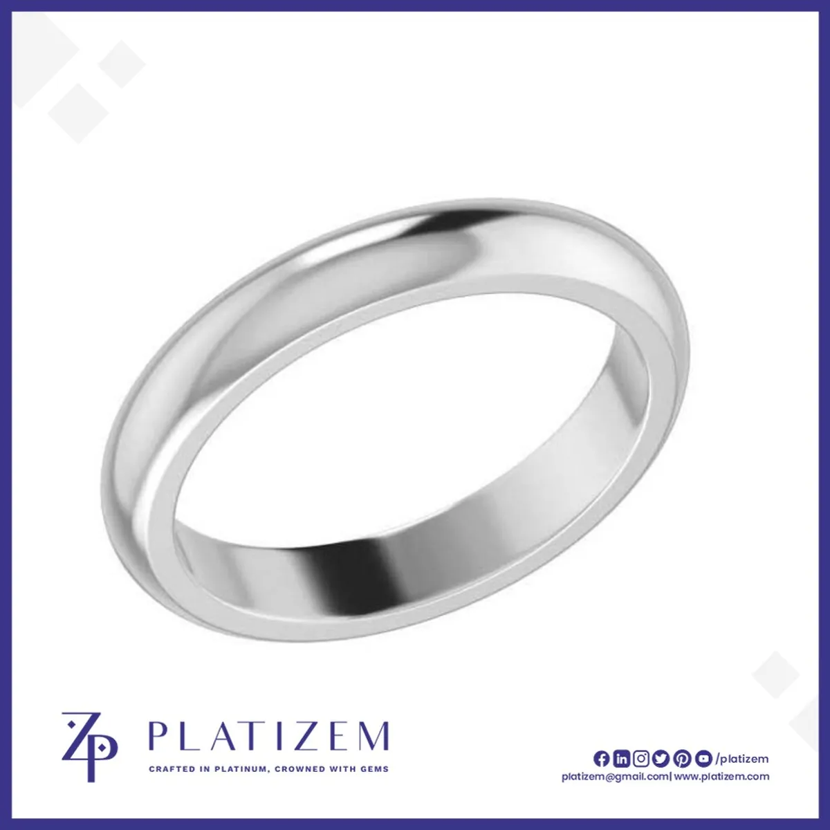 Plain Comfort Fit Wedding Band with a Smooth Domed Profile