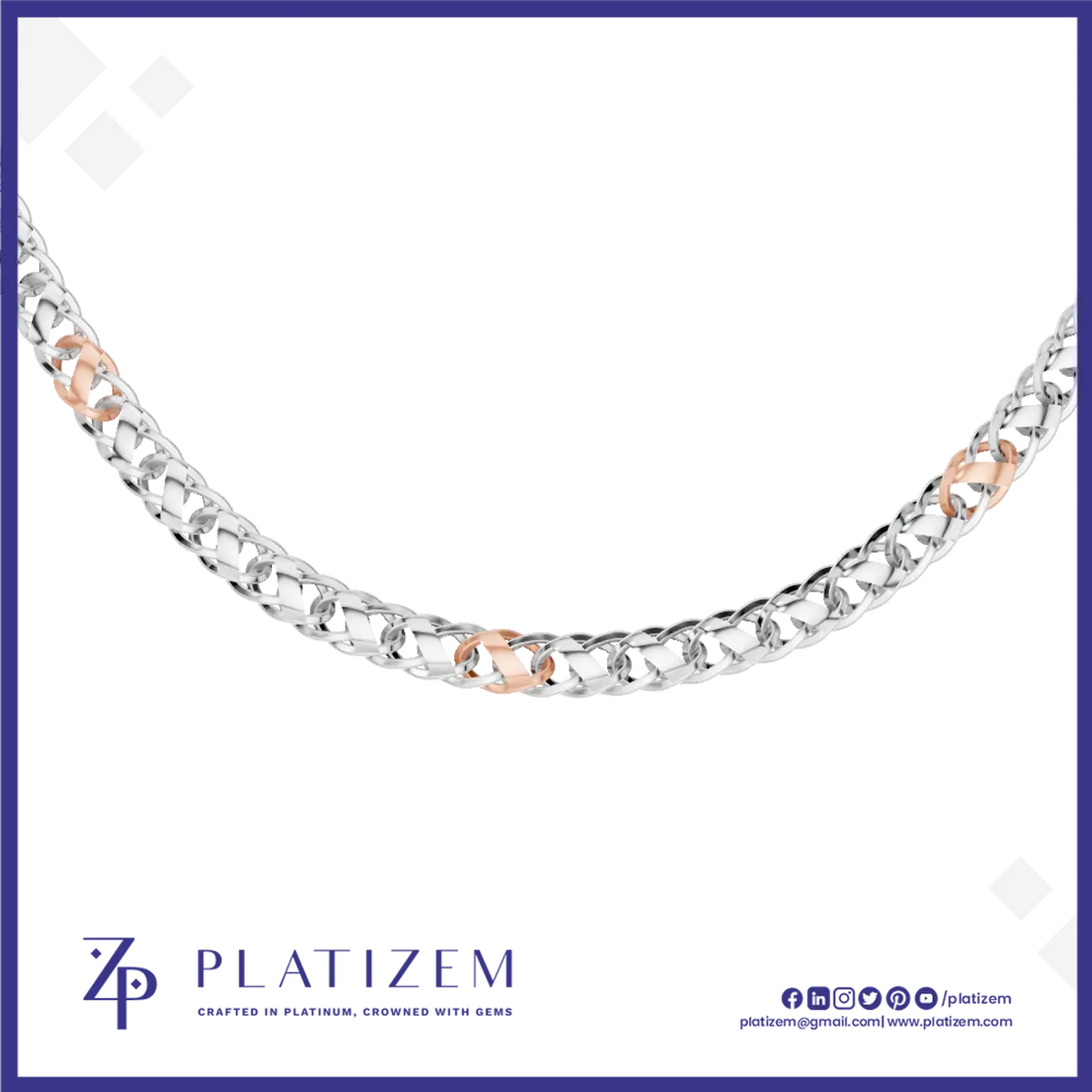 Men of Platinum | 5.4mm Platinum Rose Gold Hi-Polish Chain for Men