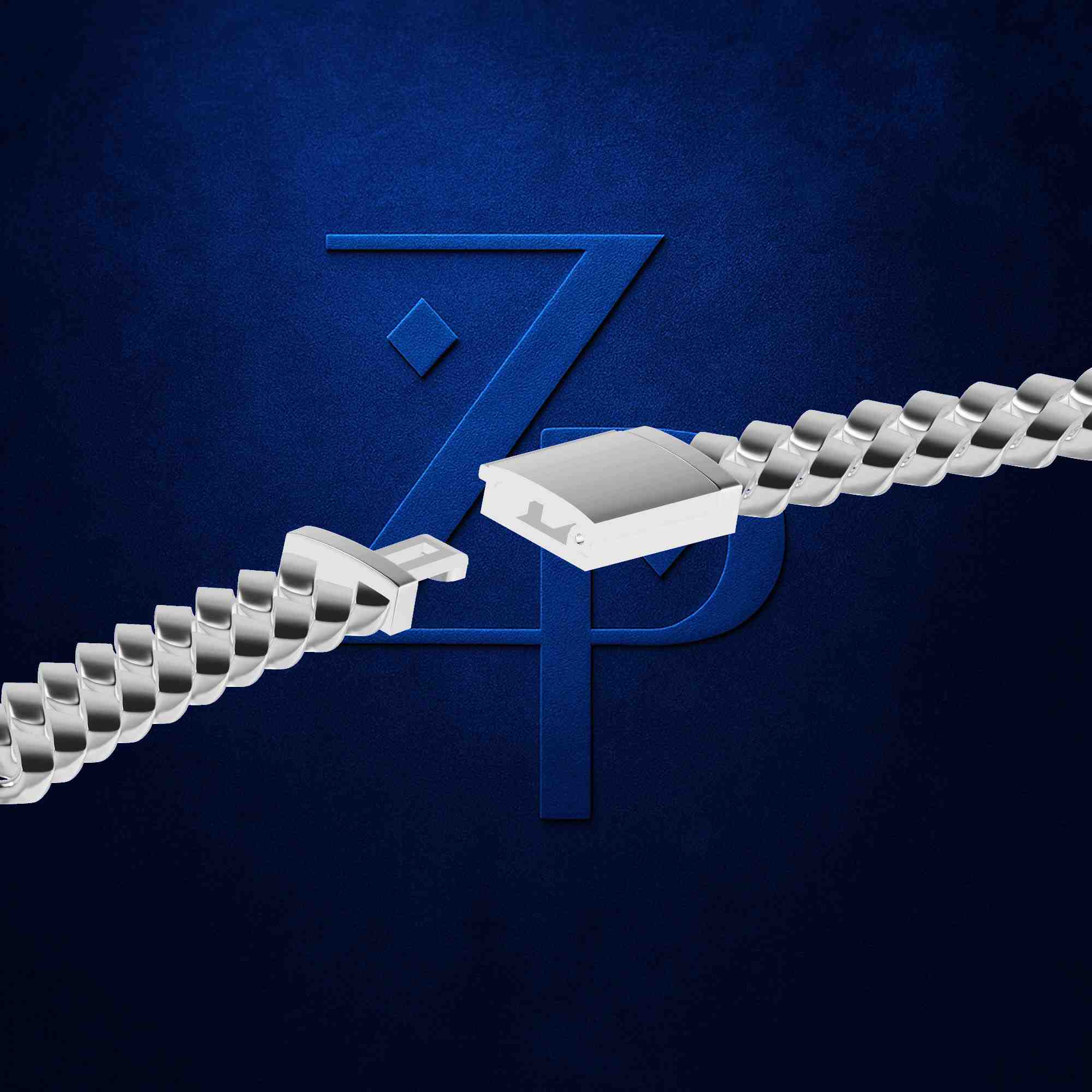 Platinum 3mm Curb Link Chain with Polished Textured Finish