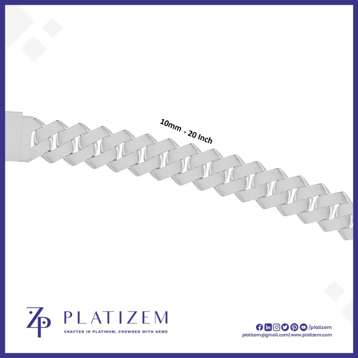 Gold Plated Silver 10mm Curb Cuban Link Chain with Polished Finish