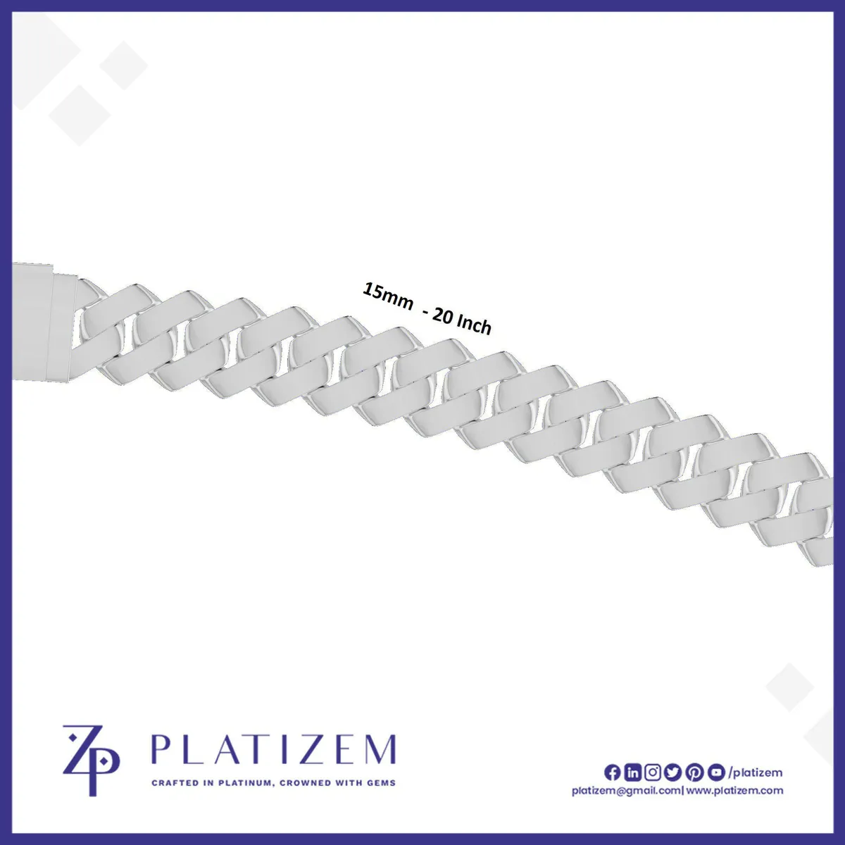 Chunky 15mm Sterling Silver Curb Cuban Link Chain with Textured Detail
