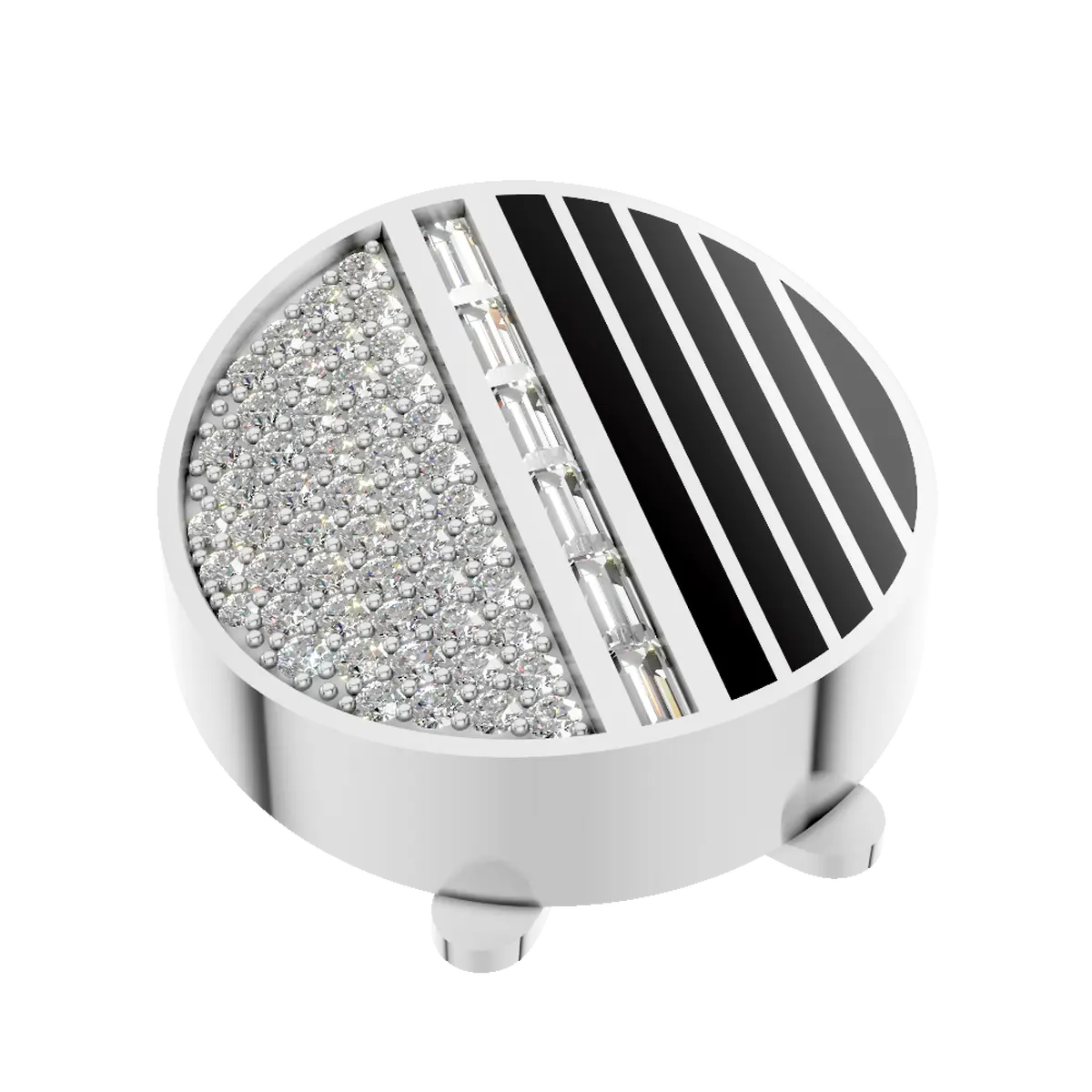 Platinum Linear Luxe – Baguette & Pave Diamond Button