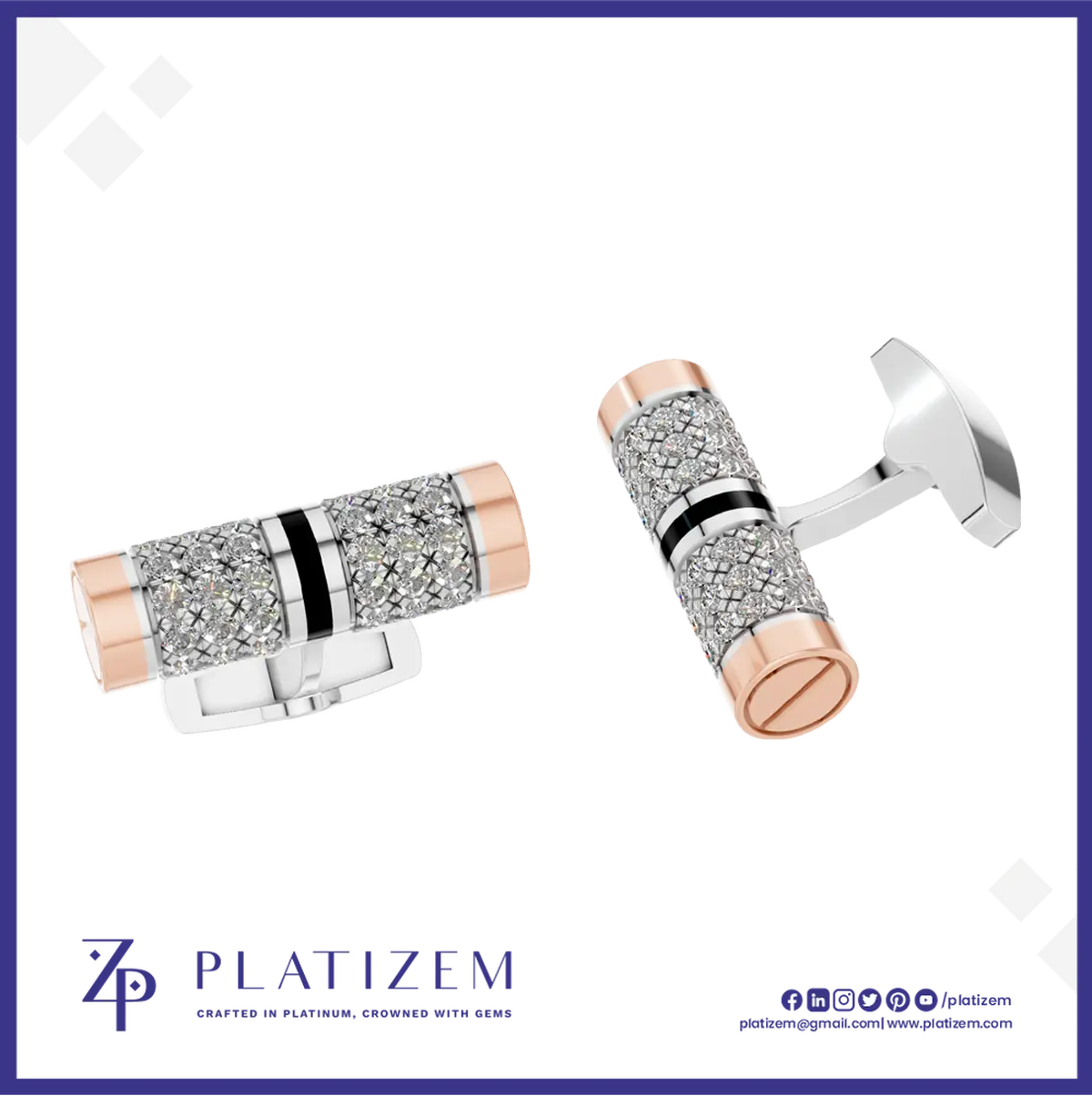 The Modern Gem | Lab Diamond Platinum Cufflinks