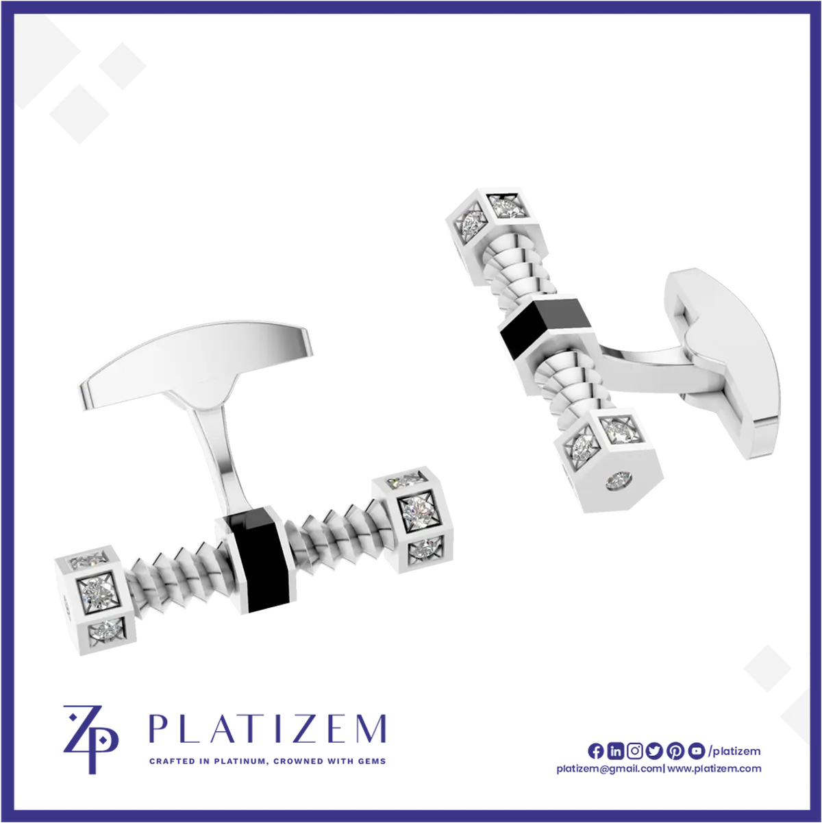 Bold Black | Platinum Lab-Grown Diamond Cufflinks