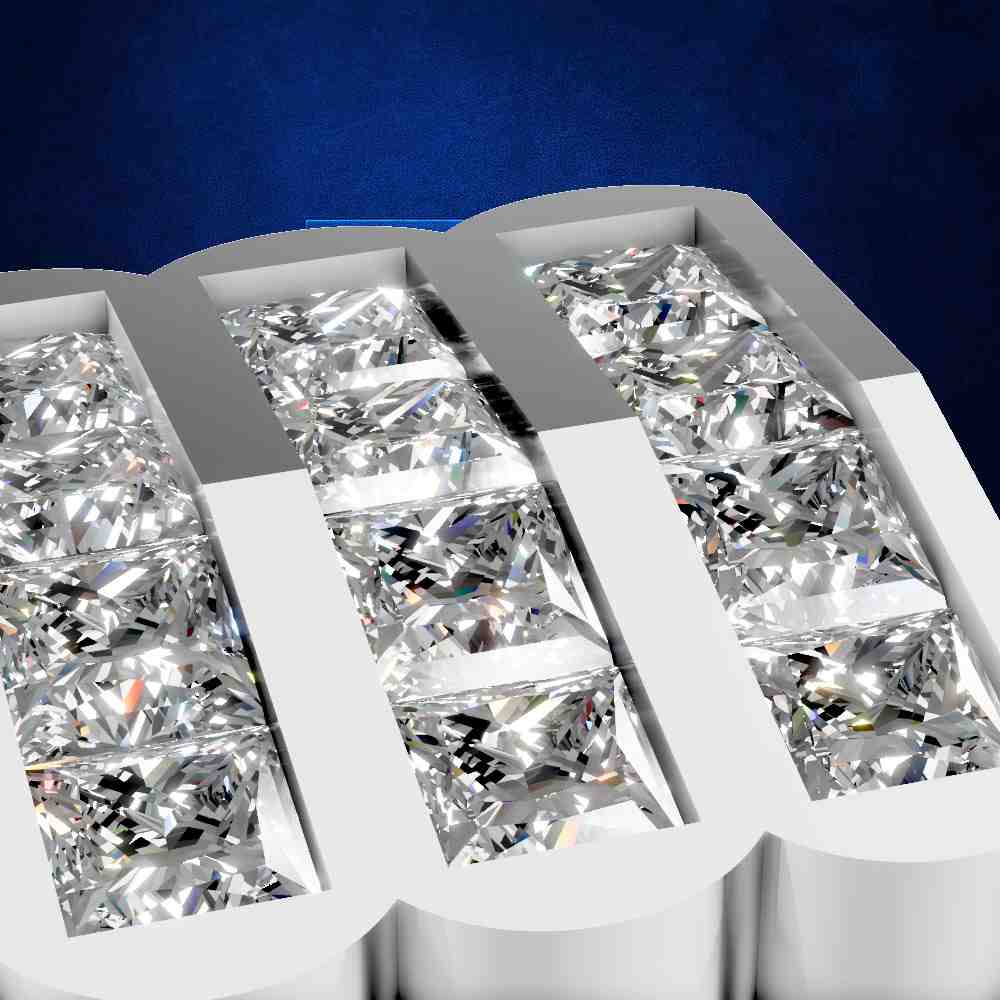 Platinum Axis Cufflink – Triple Row Diamond Set
