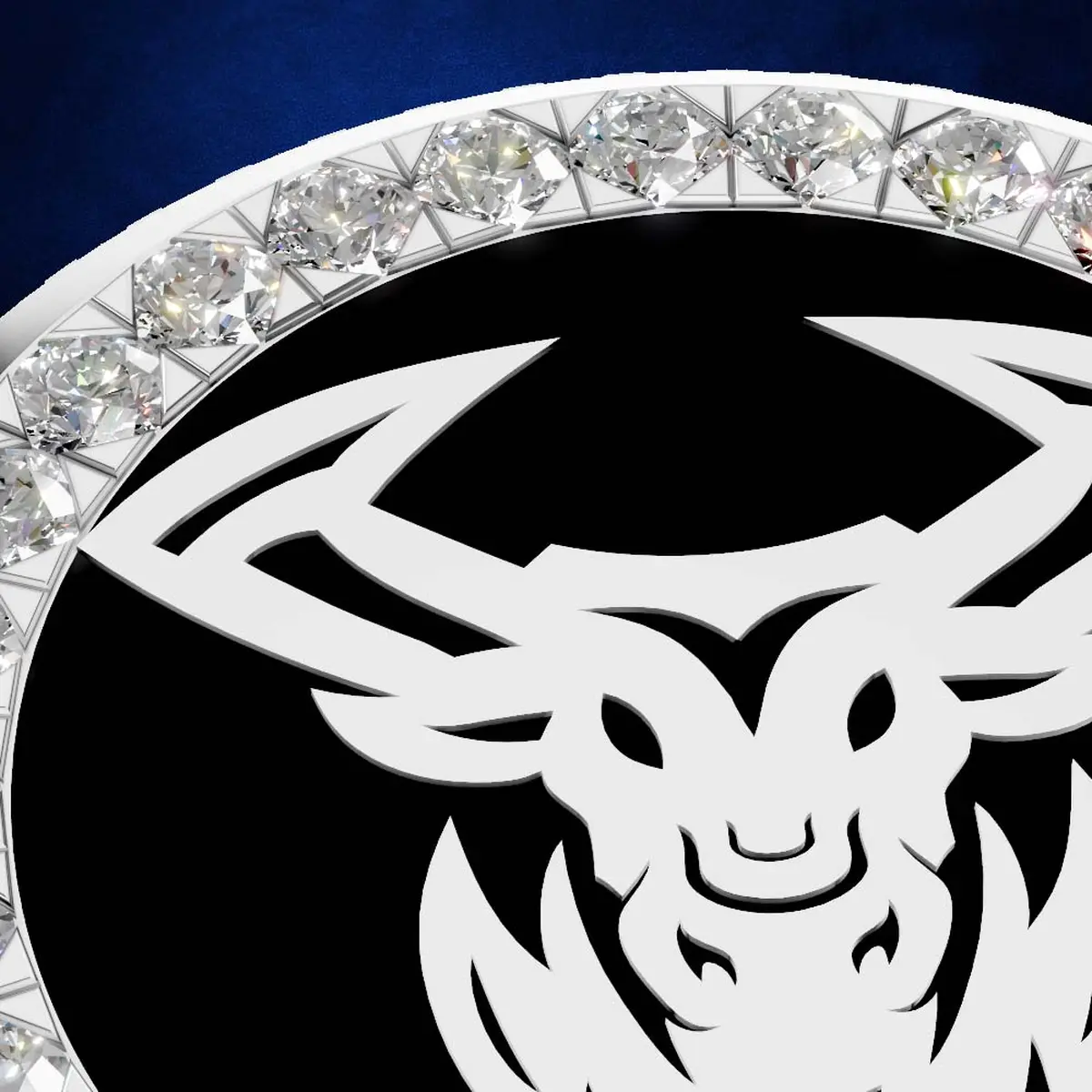 Taurus Strength Emblem – Black Enamel Diamond Button