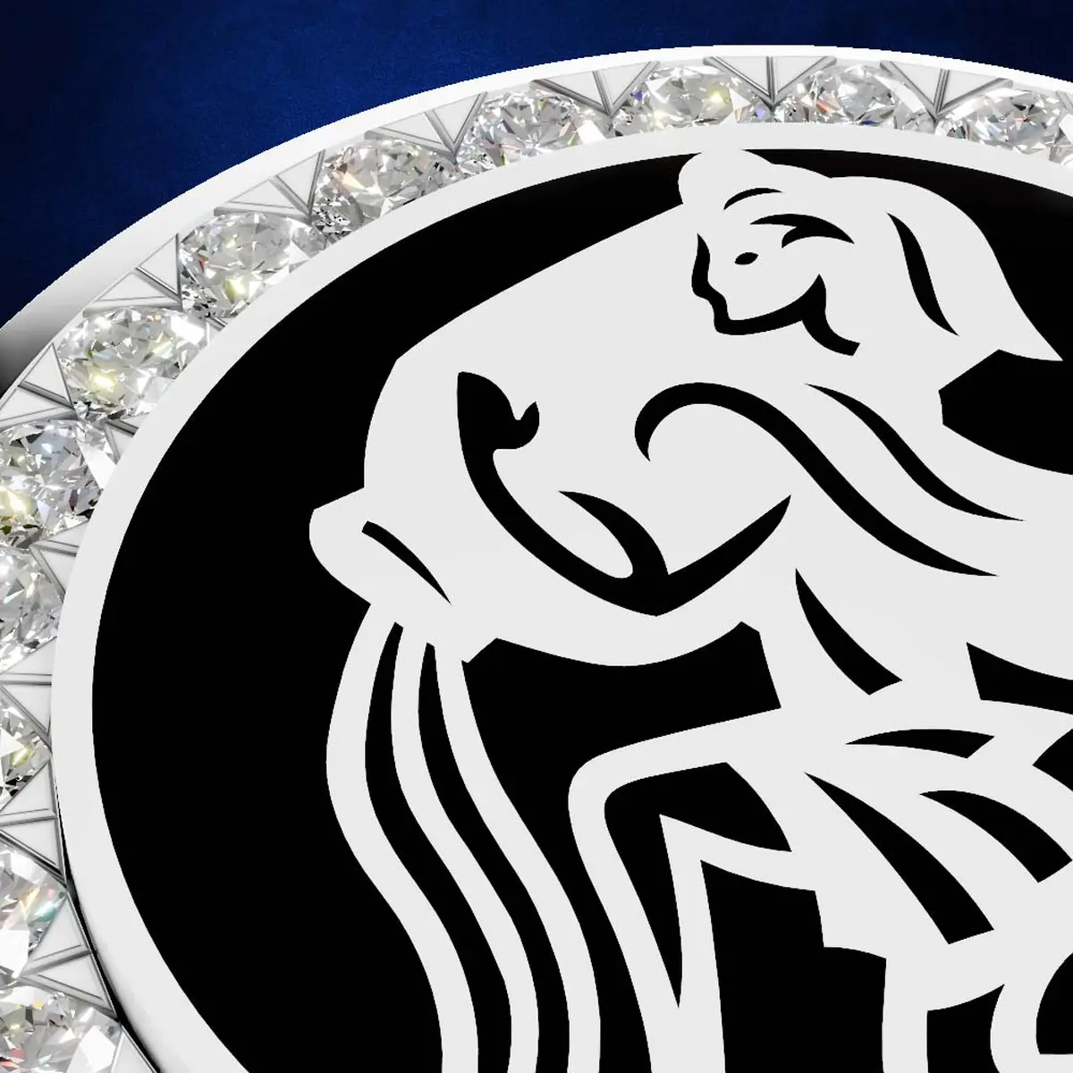 Aquarius Wave Emblem – Platinum Enamel Zodiac Style Button