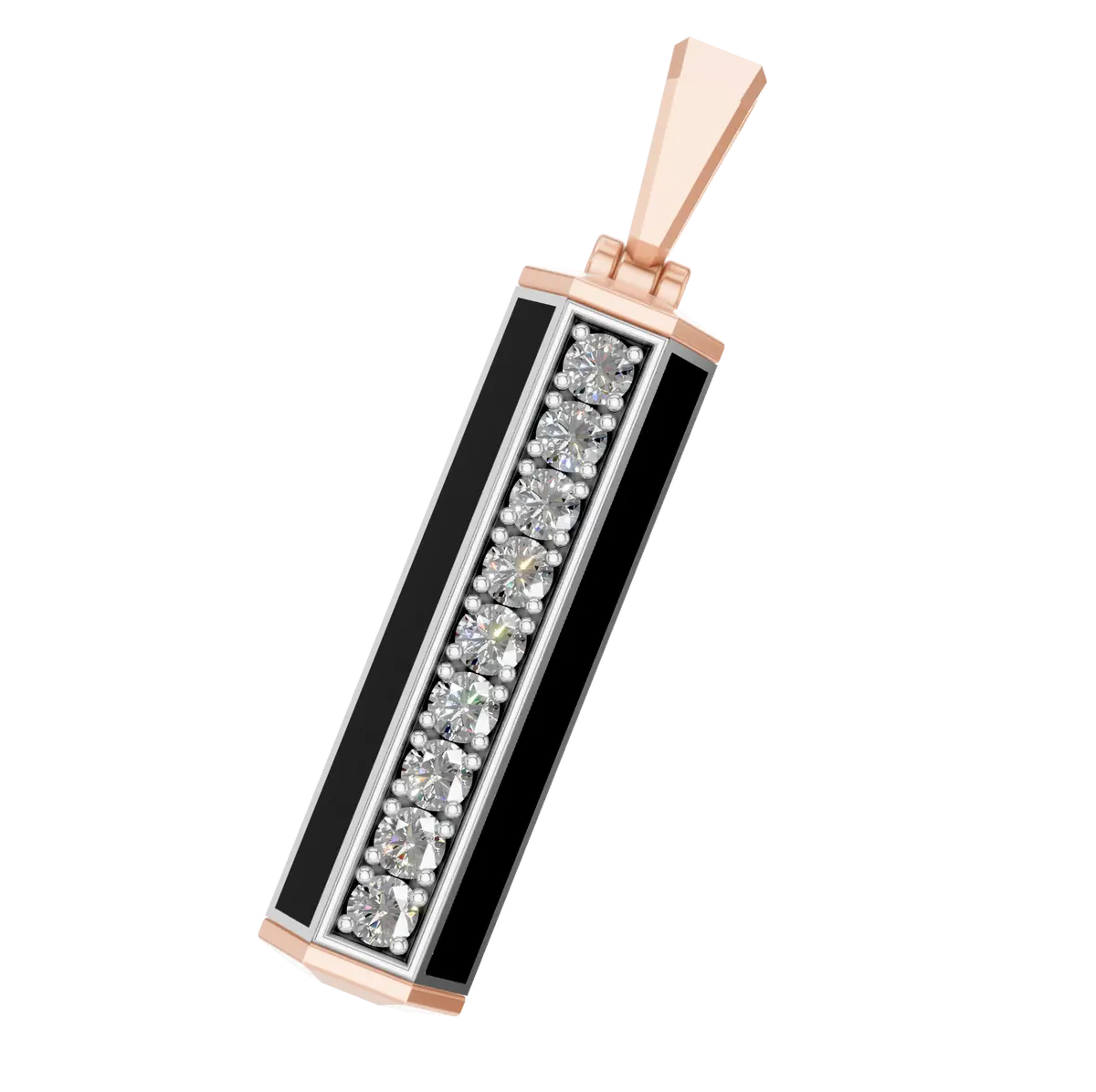 925 Sterling Silver Mosso Diamond Pendant | Elegant Hexagon Design | Certified Stones | 18kt Rose Gold Plated | Gift for Women & Men