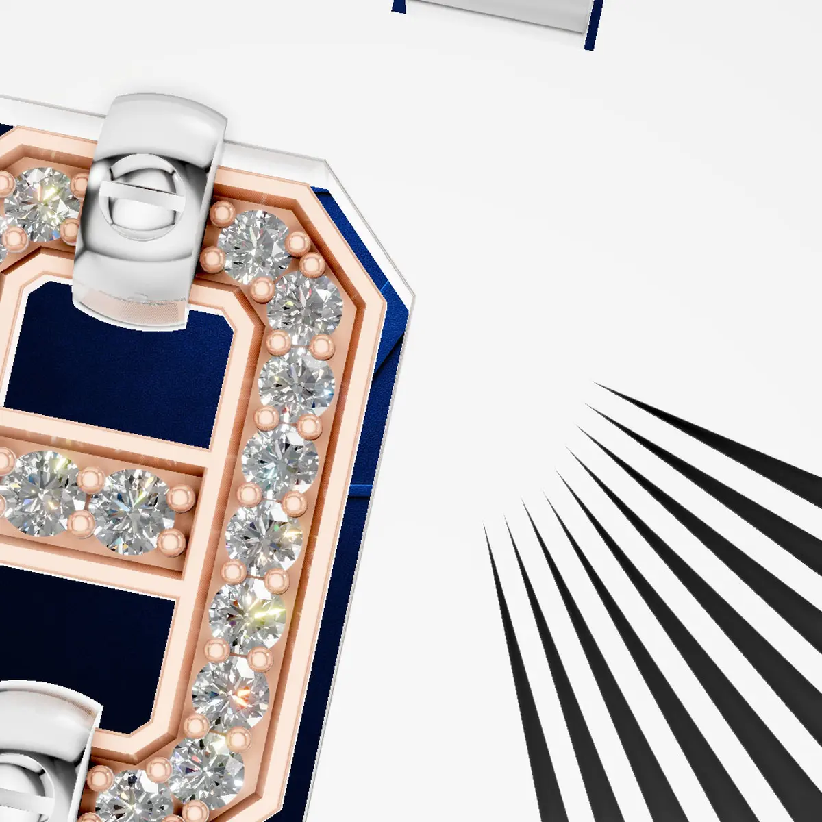 925 Sterling Silver Moissanite Diamond Pendant. Octagon Initial Design. Two-Tone Rose Gold Accents. Personalized Stylish Locket for Men & Women