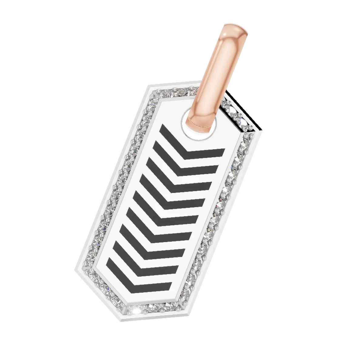 Designer PT950 Platinum & 18K/14K Gold Pendant with Lab-Grown Diamond or Moissanite – Chevron Tag Necklace