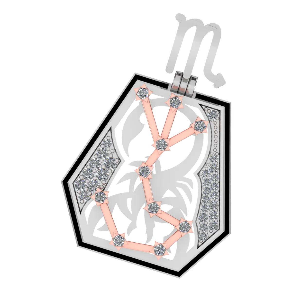 Scorpio Edge | Black Enamel Diamond Pendant