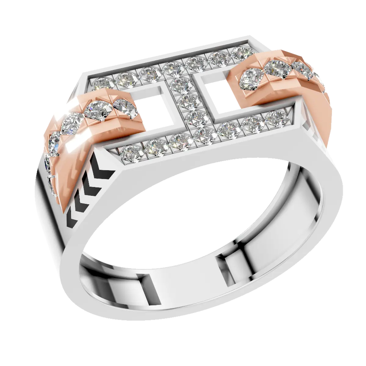 Exquisite platinum and diamond ring for men