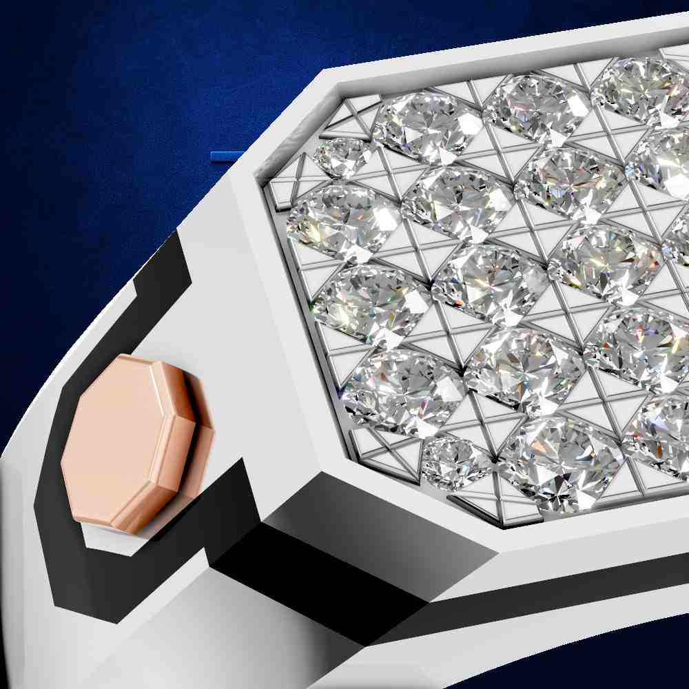 Platinum Diamond Ring for Men With Black Enamal