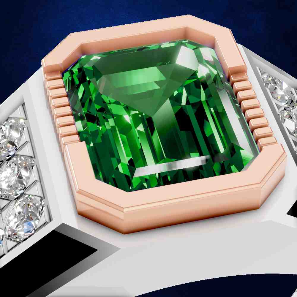 Emerald Gemstone and Lab Grown Diamond Engagement Ring for Men and Women - May Birthstone Jewelry