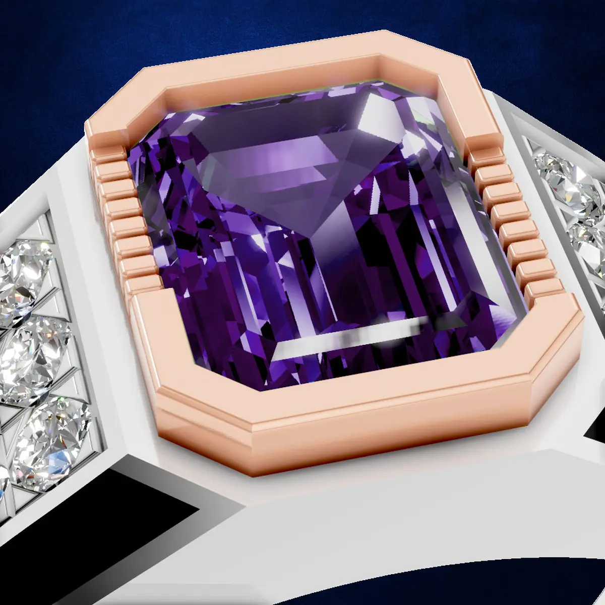 Alexandrite Gemstone and Lab Grown Diamond Engagement Ring for Men and Women in 950 Platinum - June Birthstone Jewelry