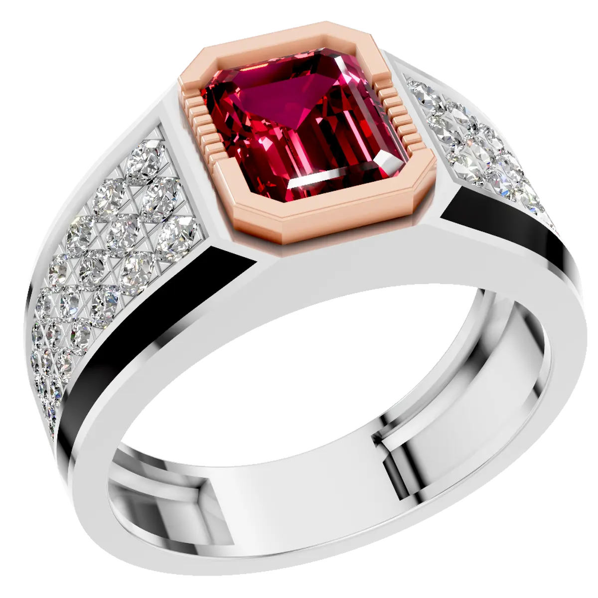 Natural Ruby Engagement Ring Studded with Lab Grown Diamonds - July Birthstone Jewelry