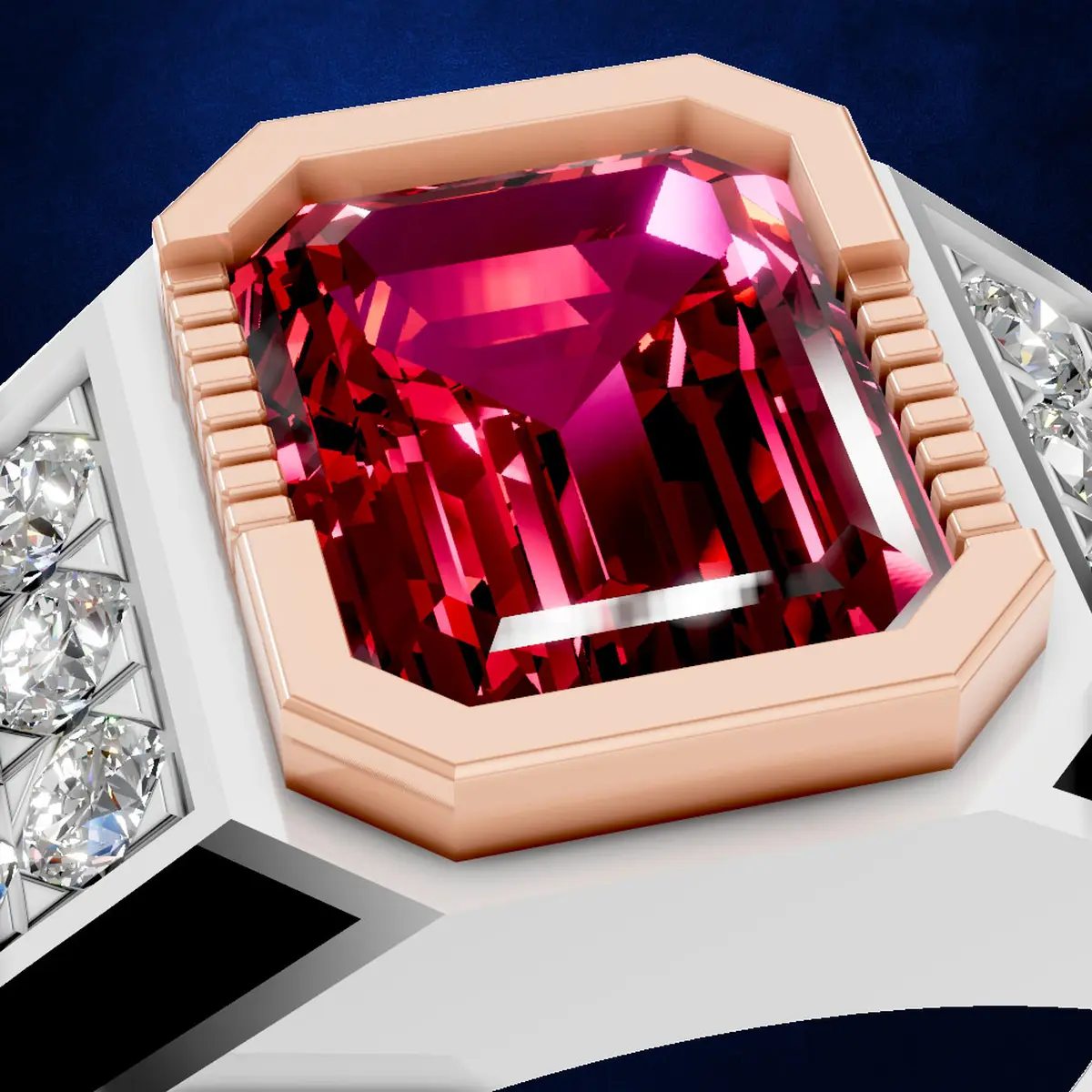 Natural Ruby Engagement Ring Studded with Lab Grown Diamonds - July Birthstone Jewelry