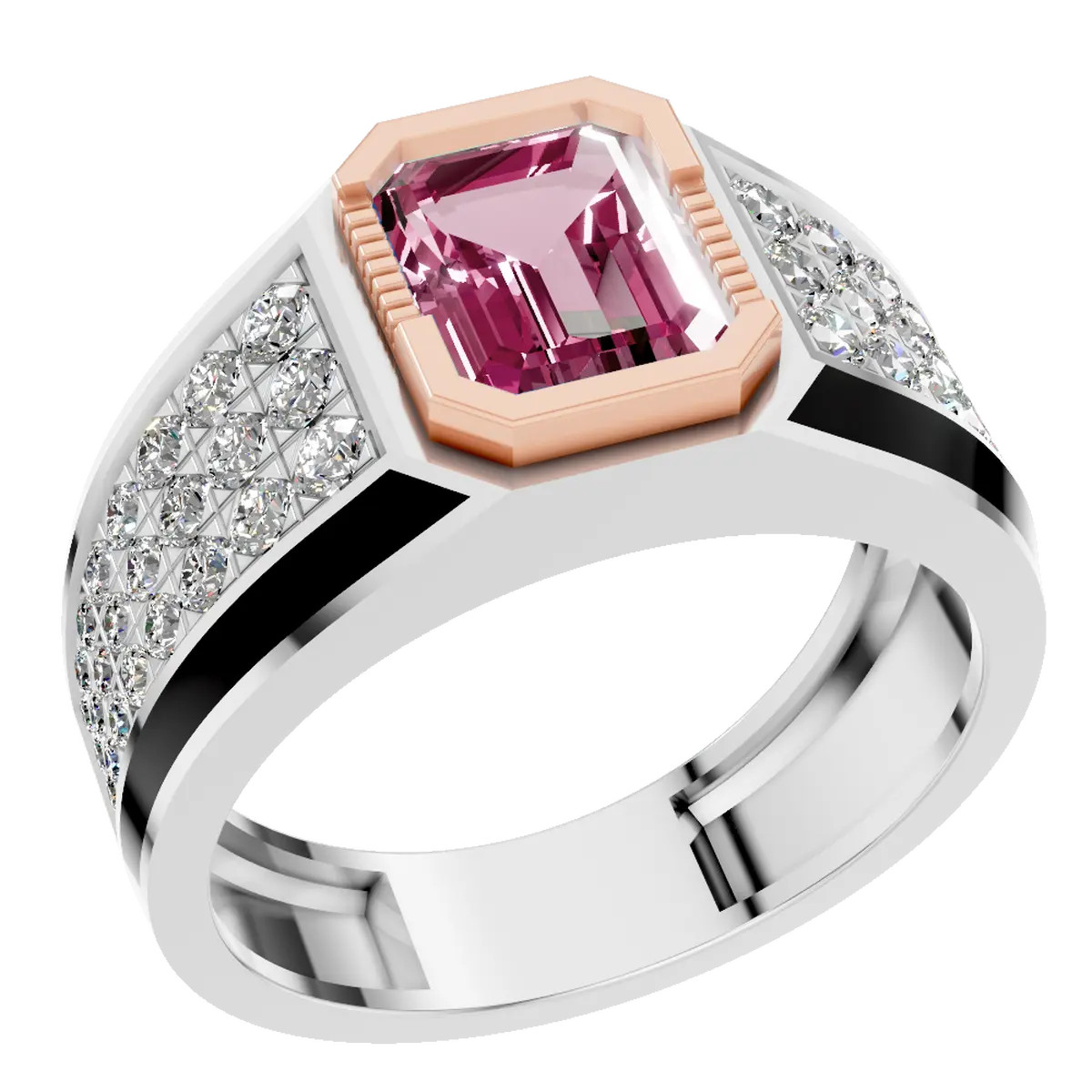 Natural Tourmaline Gemstone and Lab Grown Diamond Engagement Ring  for Men and Women - October Birthstone Jewelry