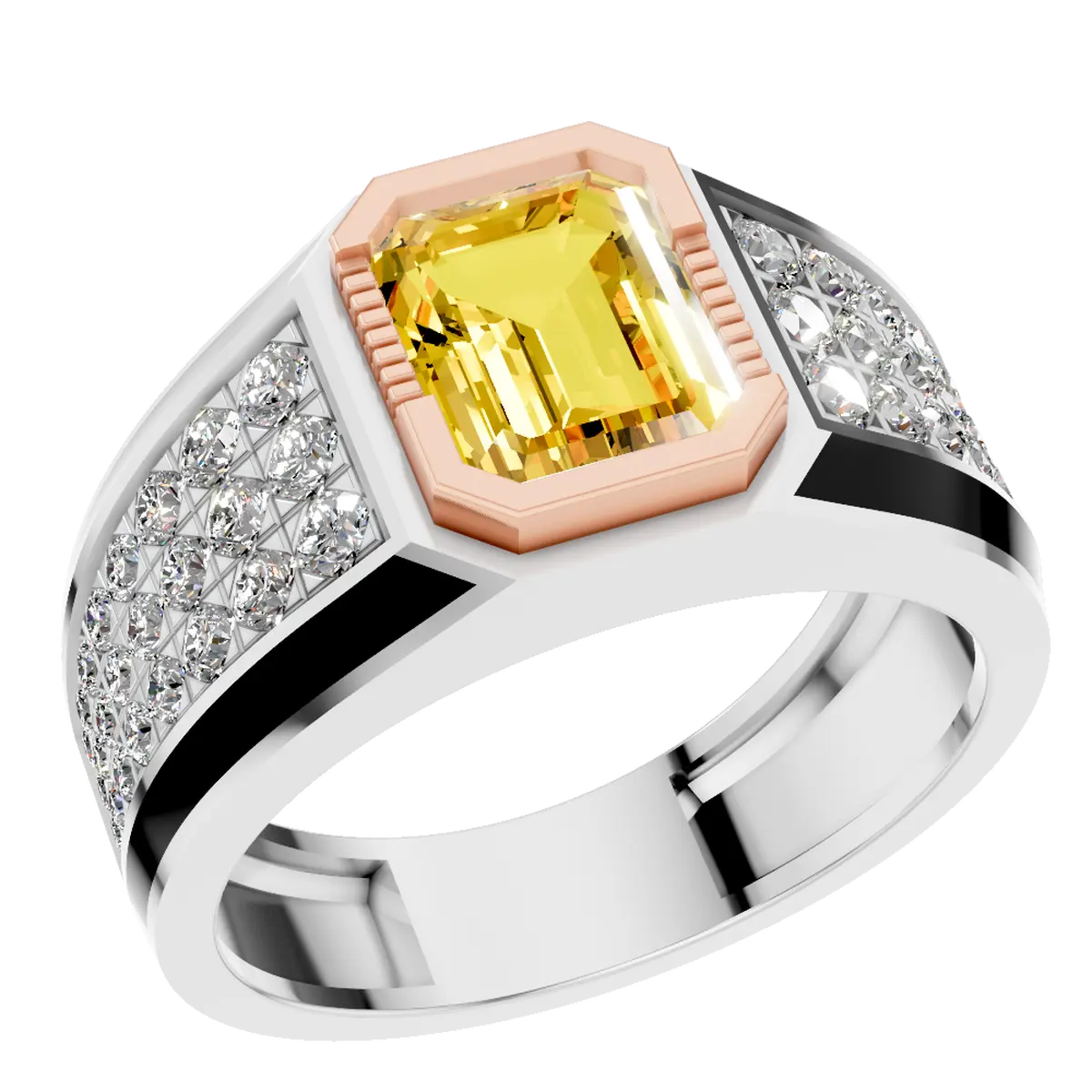 November Birthstone Jewelry - Citrine Gemstone Diamond Engagement Ring for Men and Women